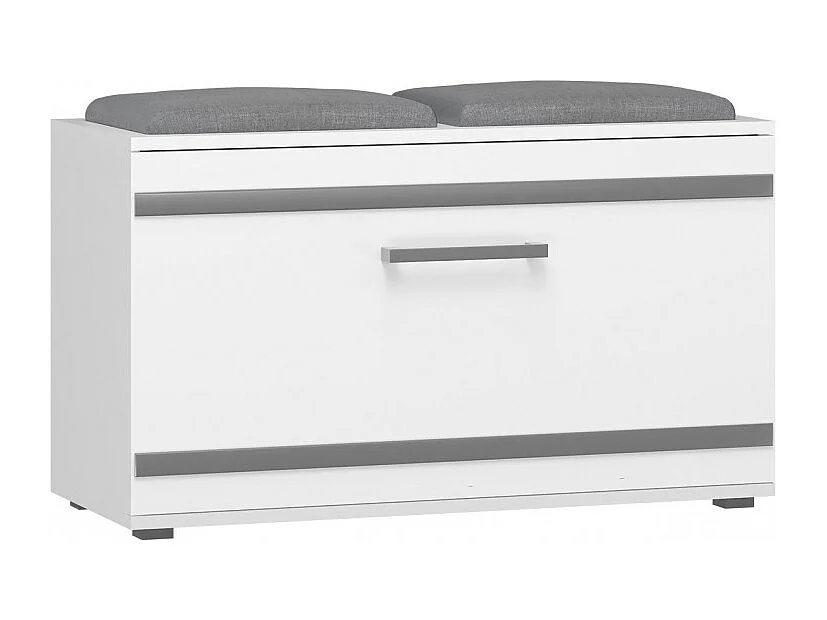 Szafka Opal | Biała | 85x35x45 cm | Szafka na buty z siedziskiem