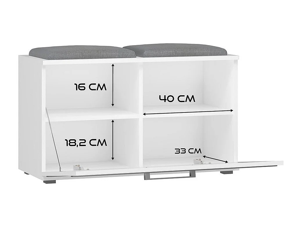 Szafka Opal | Biała | 85x35x45 cm | Szafka na buty z siedziskiem