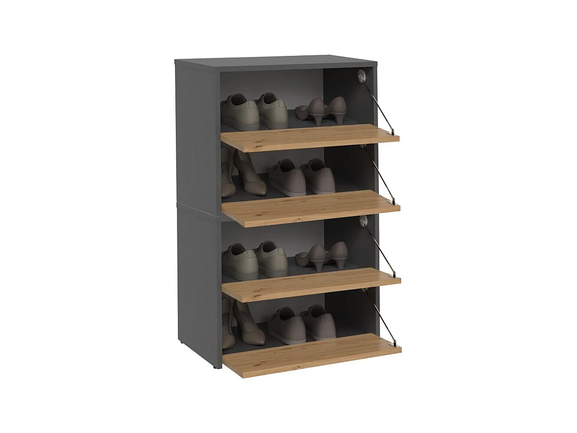 Szafka na obuwie MODO X2 | Antracyt/Artisan | 60x36x88 cm|  Szafka na obuwie 4-poziomowa