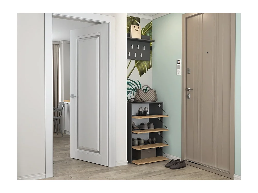 Szafka na obuwie MODO X2 | Antracyt/Artisan | 60x36x88 cm|  Szafka na obuwie 4-poziomowa