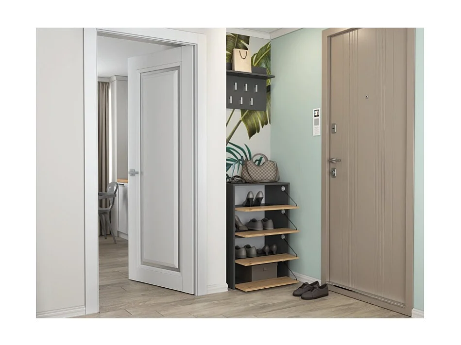 Szafka na obuwie MODO X2 | Antracyt/Artisan | 60x36x88 cm|  Szafka na obuwie 4-poziomowa