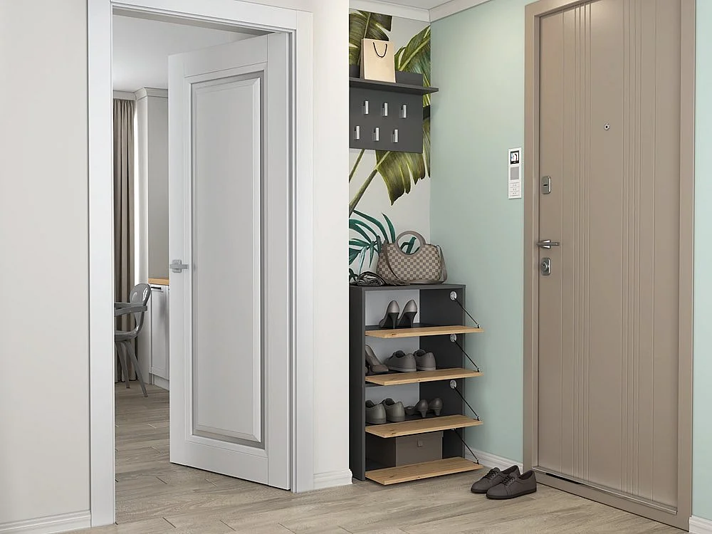 Szafka na obuwie MODO X2 | Antracyt/Artisan | 60x36x88 cm|  Szafka na obuwie 4-poziomowa