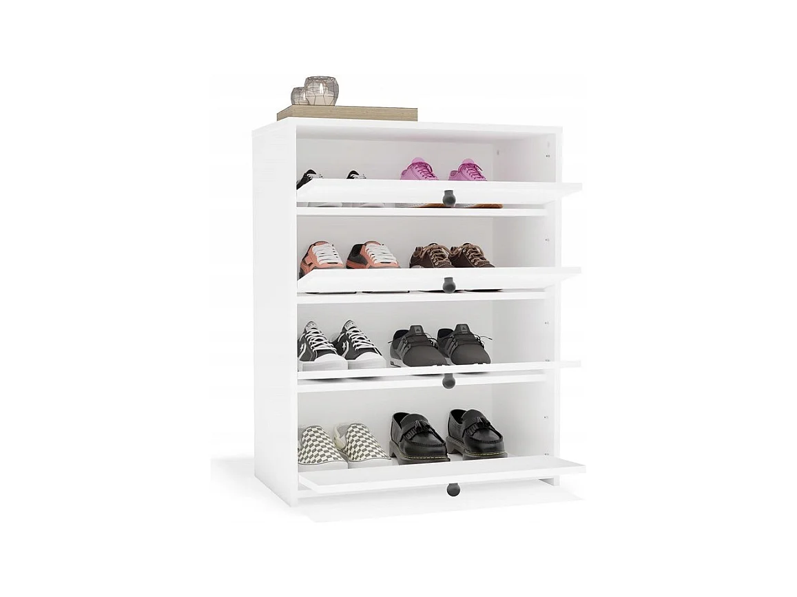 LOKA – Schuhschrank mit 4 Klappen – modernes Design – weiß