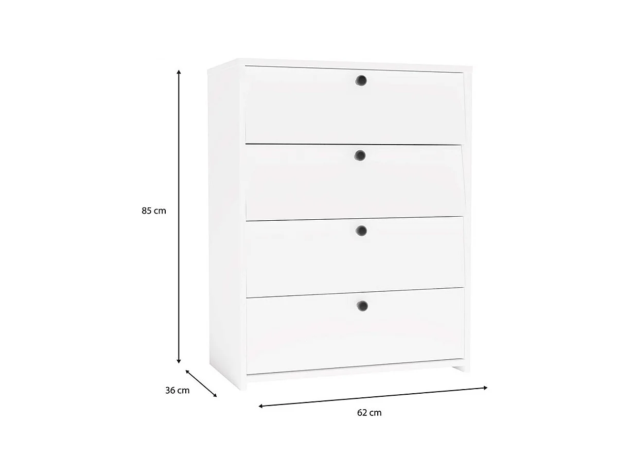 LOKA – Schuhschrank mit 4 Klappen – modernes Design – weiß