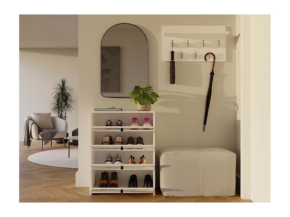 LOKA – Schuhschrank mit 4 Klappen – modernes Design – weiß