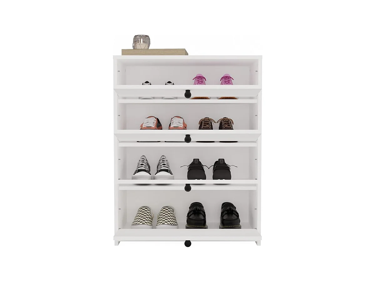 LOKA – Schuhschrank mit 4 Klappen – modernes Design – weiß