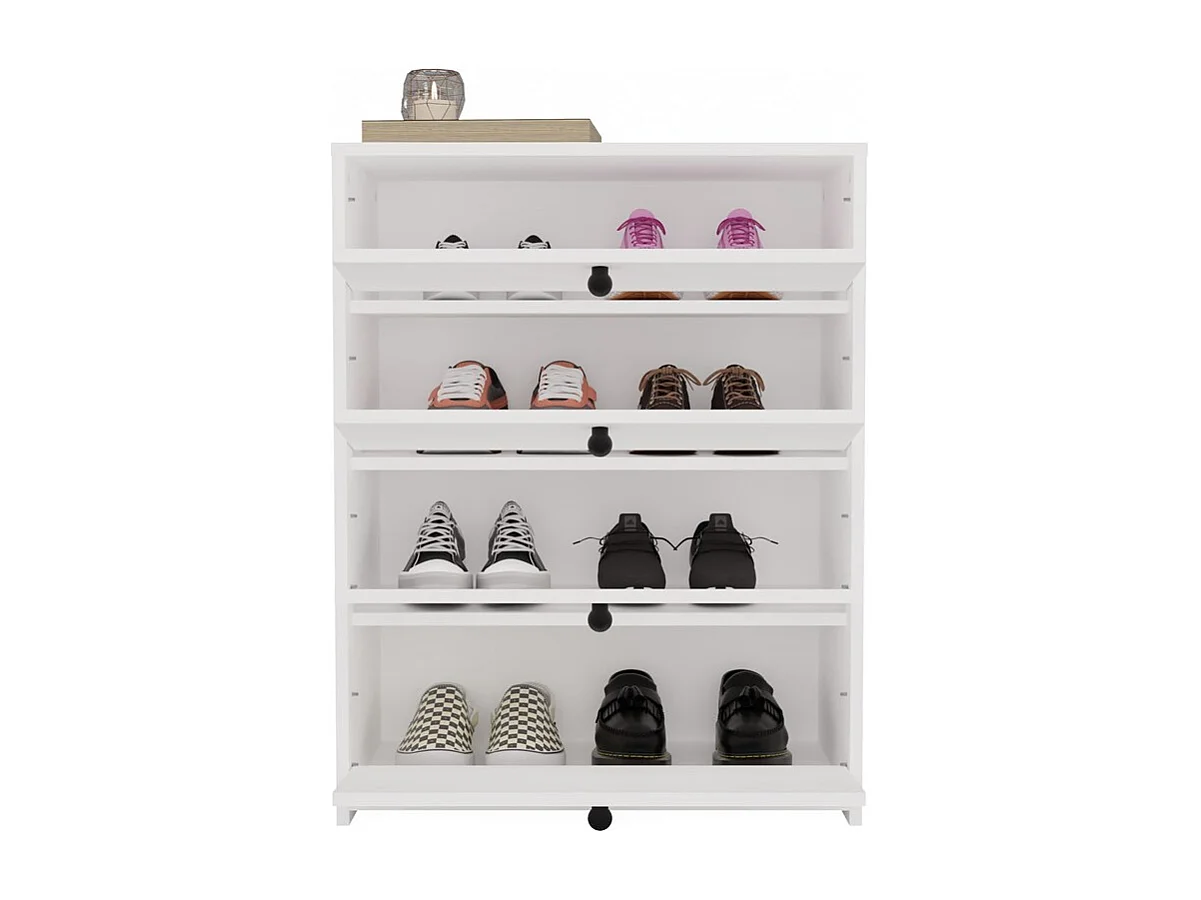LOKA – Schuhschrank mit 4 Klappen – modernes Design – weiß