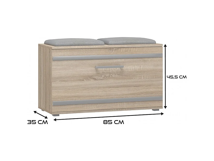 Szafka Opal | Dąb Sonoma | 85x35x45 cm |Szafka na buty z siedziskiem