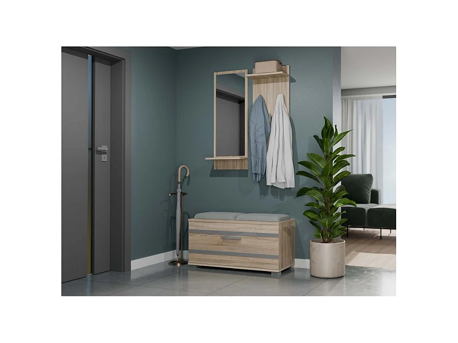 Szafka Opal | Dąb Sonoma | 85x35x45 cm |Szafka na buty z siedziskiem