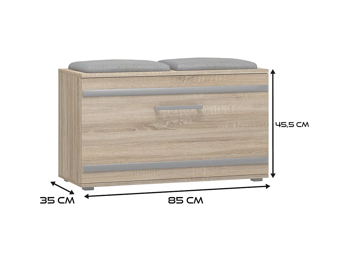 Szafka Opal | Dąb Sonoma | 85x35x45 cm |Szafka na buty z siedziskiem