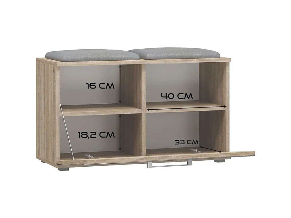 Szafka Opal | Dąb Sonoma | 85x35x45 cm |Szafka na buty z siedziskiem