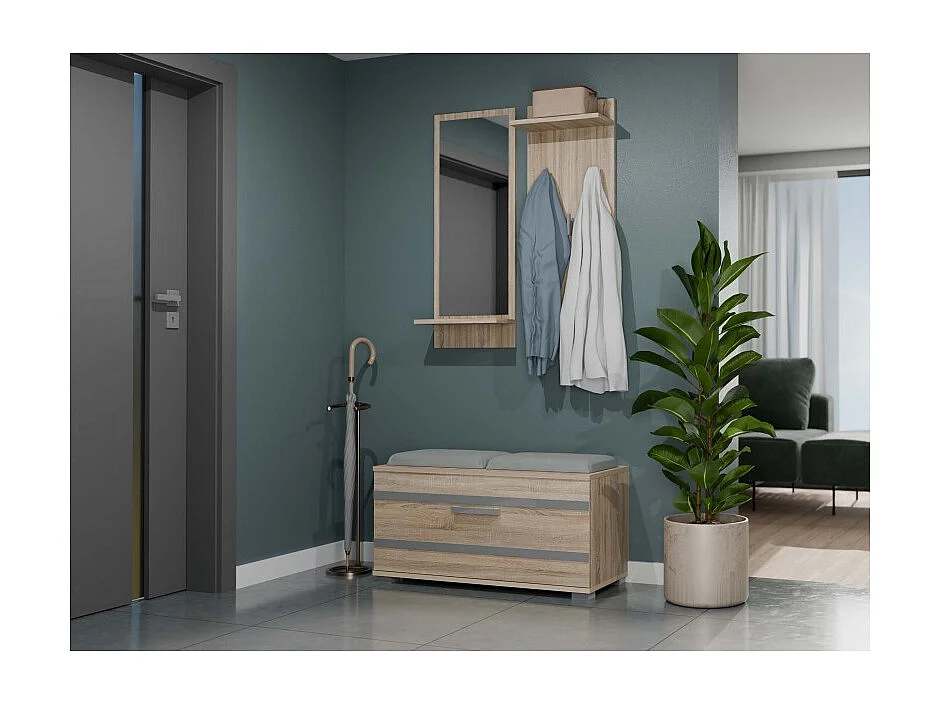 Szafka Opal | Dąb Sonoma | 85x35x45 cm |Szafka na buty z siedziskiem