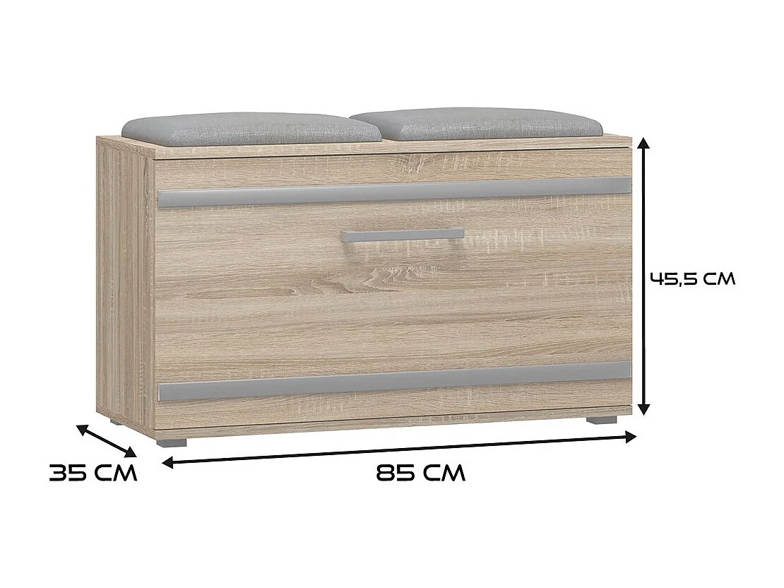 Szafka Opal | Dąb Sonoma | 85x35x45 cm |Szafka na buty z siedziskiem