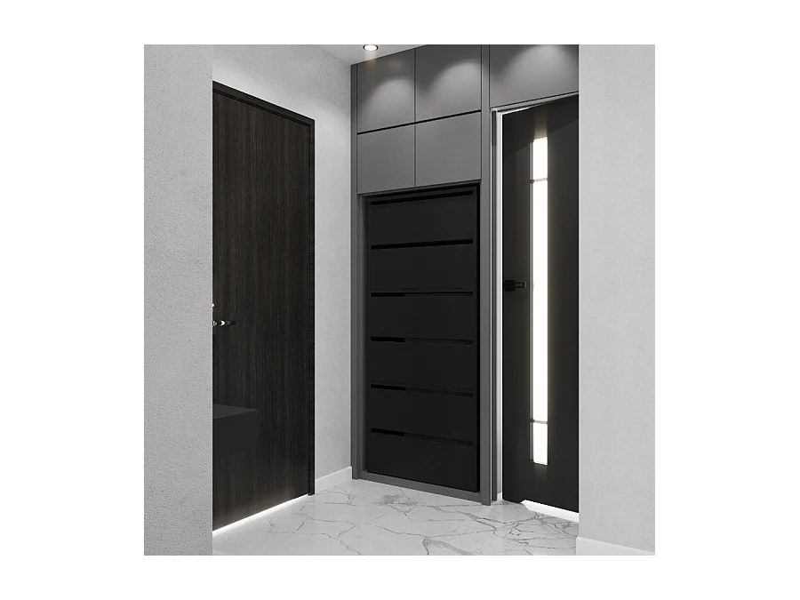 Meuble à Chaussures Étroit Noir 60x36x150cm –15 paires Étagère Rangement Entrée