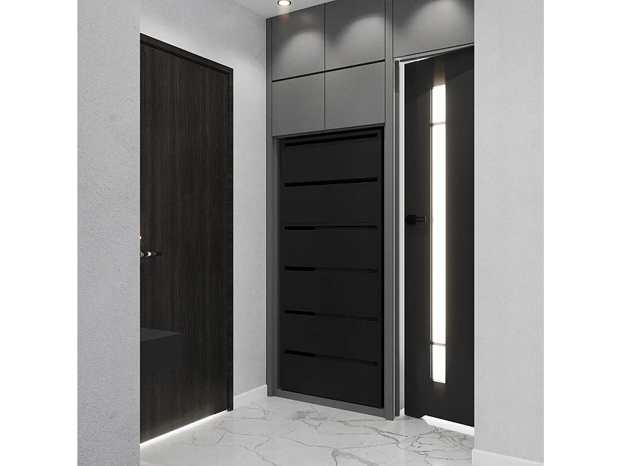 Meuble à Chaussures Étroit Noir 60x36x150cm –15 paires Étagère Rangement Entrée