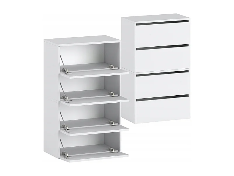 Meuble à Chaussures Blanc Mat 60x30x100cm – Étagère de Rangement Entrée Style Loft