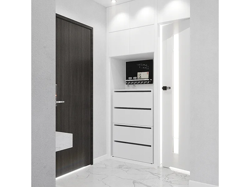 Scarpiera Bianca Opaca 60x36x100 cm – Scaffale Portascarpe per Ingresso Stile Loft