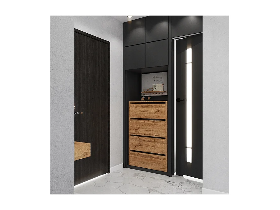 Meuble à Chaussures Chêne Wotan 60x30x100cm 10 paires– Étagère de Rangement Entrée Style Loft