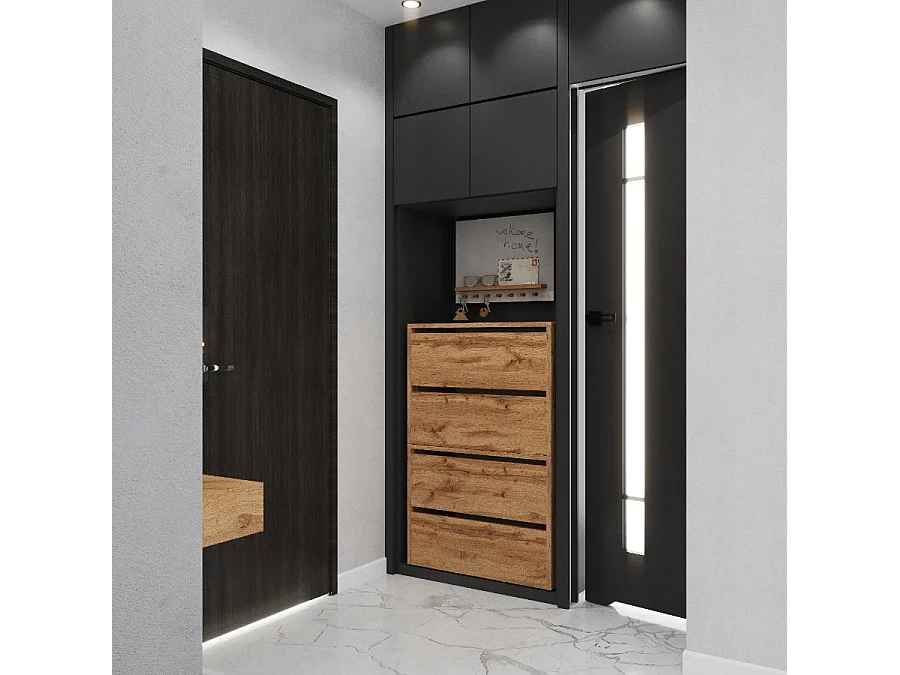 Meuble à Chaussures Chêne Wotan 60x30x100cm 10 paires– Étagère de Rangement Entrée Style Loft