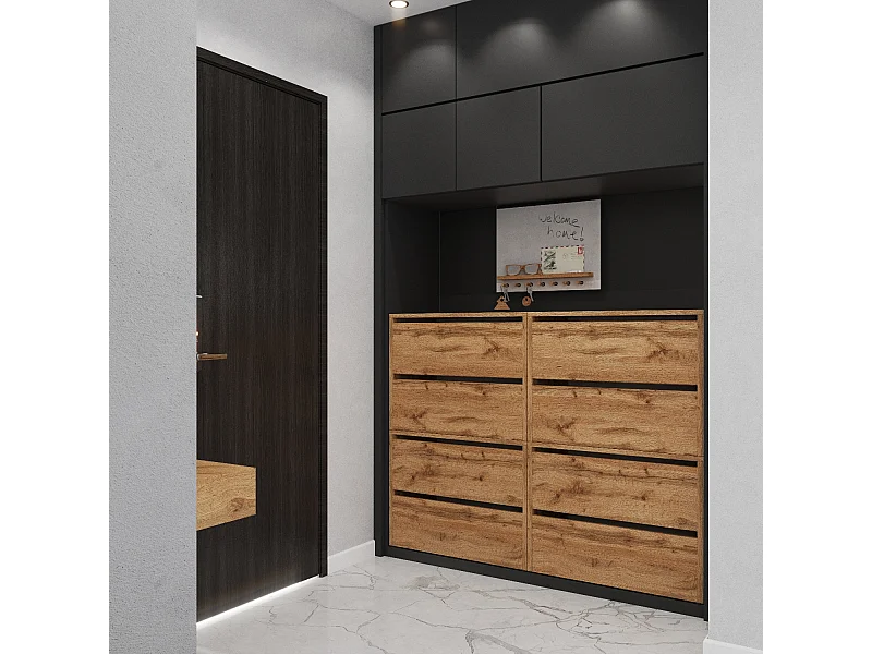 Grand Meuble à Chaussures 120x36x100 cm Chêne Wotan 20paires– Haut Rangement Étagère pour Entrée