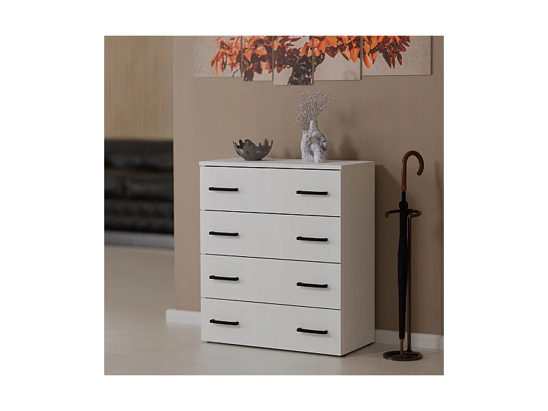 Armoire à chaussures en blanc 71x82,9x35 cm – meuble de rangement avec 4 étagères