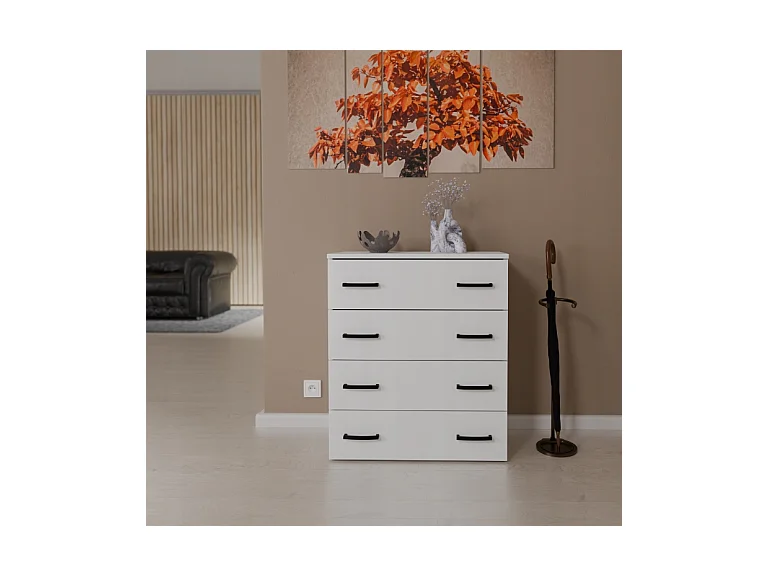 Armoire à chaussures en blanc 71x82,9x35 cm – meuble de rangement avec 4 étagères
