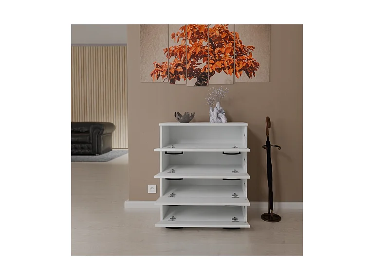Armoire à chaussures en blanc 71x82,9x35 cm – meuble de rangement avec 4 étagères
