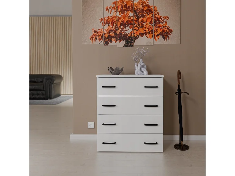 Armadio portascarpe bianco 71x82,9x35 cm – mobile contenitore con 4 ripiani