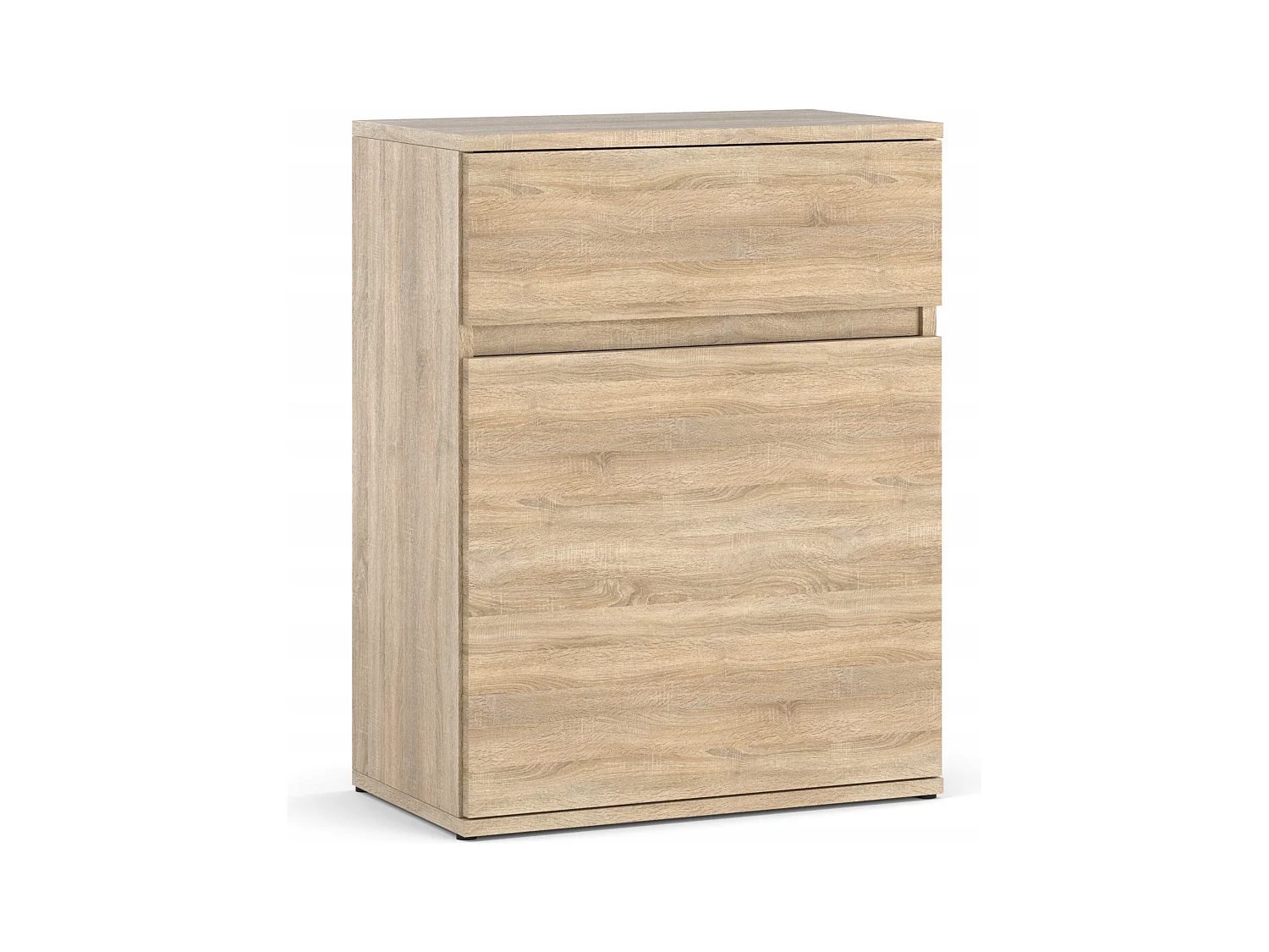 Commode design Chêne Sonoma avec tiroir et porte – 60x35x78 cm- style boho