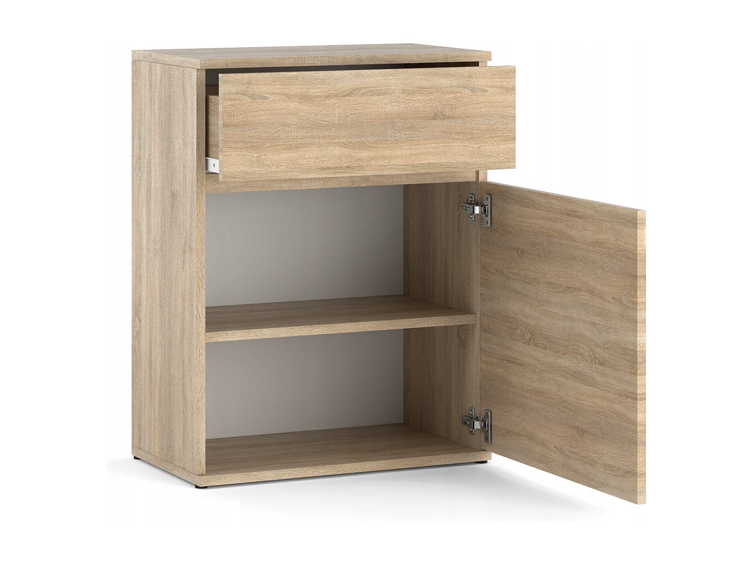 Commode design Chêne Sonoma avec tiroir et porte – 60x35x78 cm- style boho