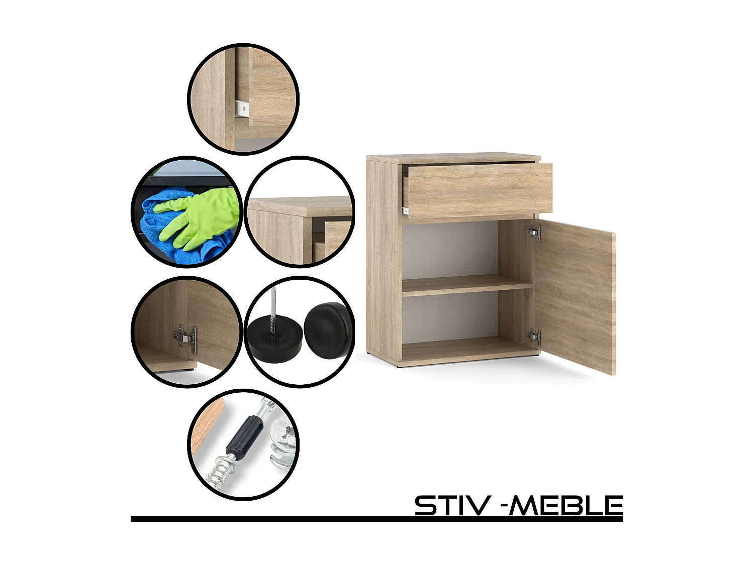 Sonoma Eichenkommode braun 60 cm, modernes griffloses Design, praktischer Stauraum für Wohnzimmer und Schlafzimmer