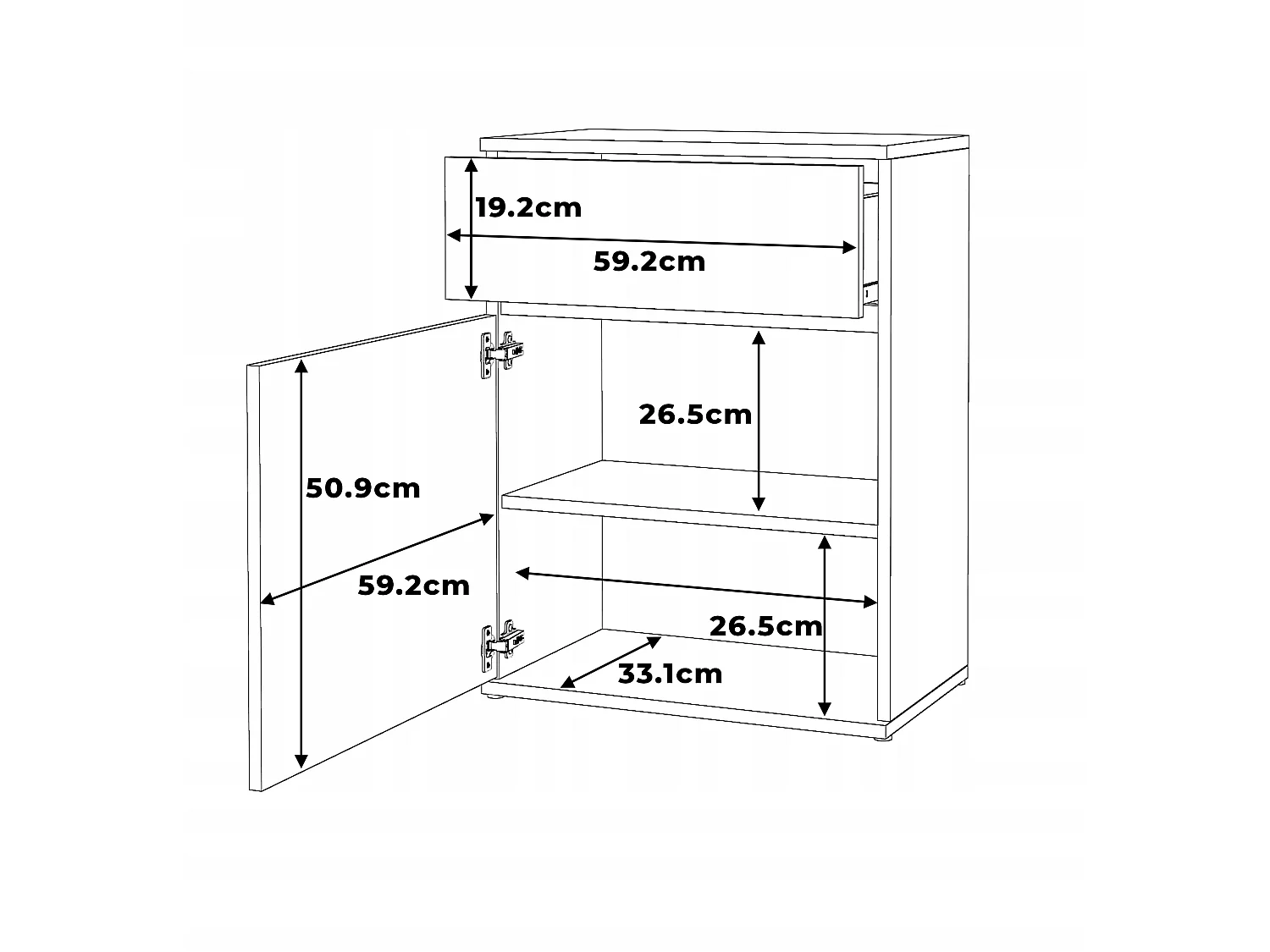 Cômoda em carvalho Sonoma marrom 60 cm, design moderno sem puxadores, armazenamento prático para sala e quarto