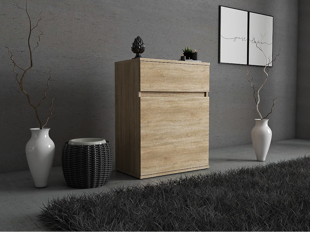 Sonoma Eichenkommode braun 60 cm, modernes griffloses Design, praktischer Stauraum für Wohnzimmer und Schlafzimmer