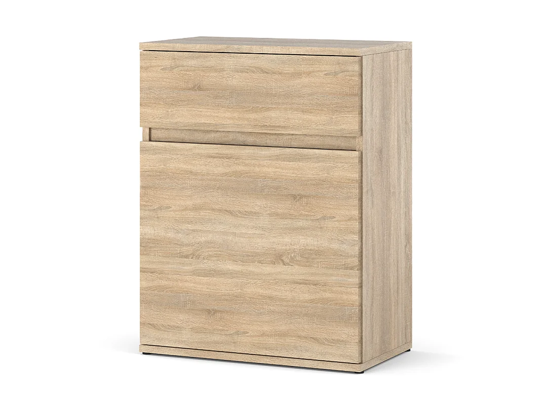 Cômoda em carvalho Sonoma marrom 60 cm, design moderno sem puxadores, armazenamento prático para sala e quarto