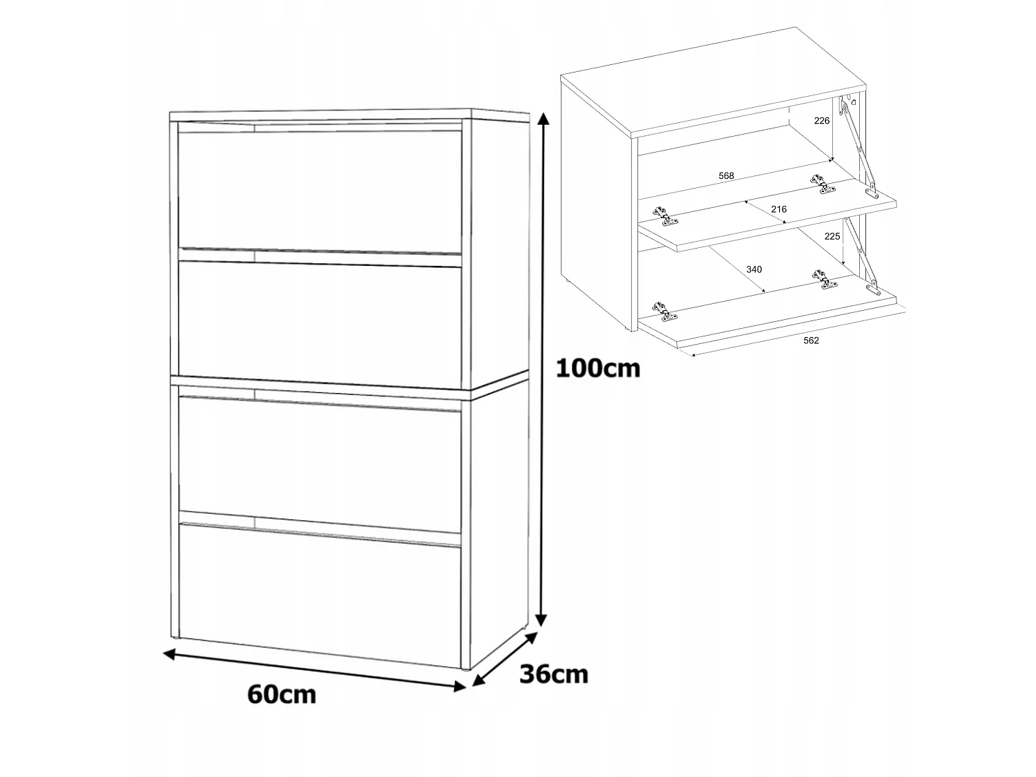 Meuble à Chaussures Noir Chêne Wotan 60x36x100cm -10 paires– Étagère de Rangement Entrée Style Loft