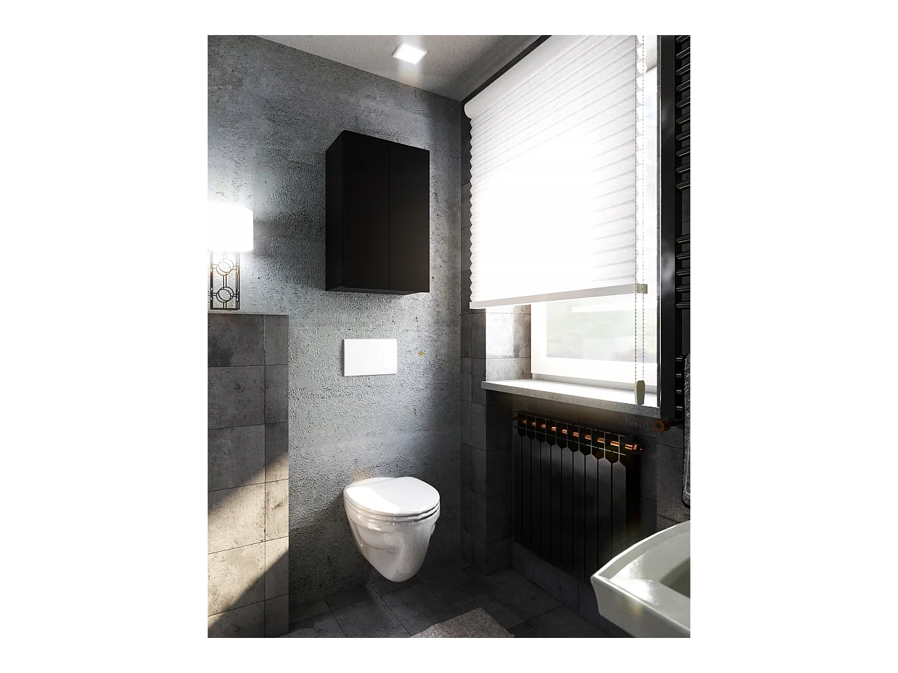 Armoire murale NOIRE 40x25x60cm – Meuble haut et colonne pour salle de bain