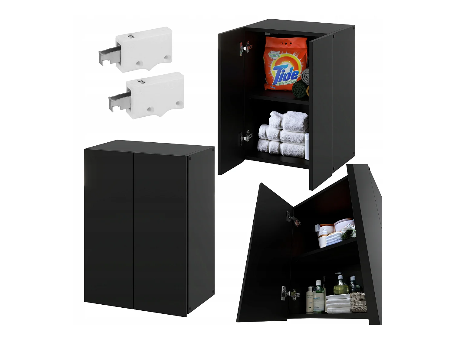 Armoire murale NOIRE 40x25x60cm – Meuble haut et colonne pour salle de bain