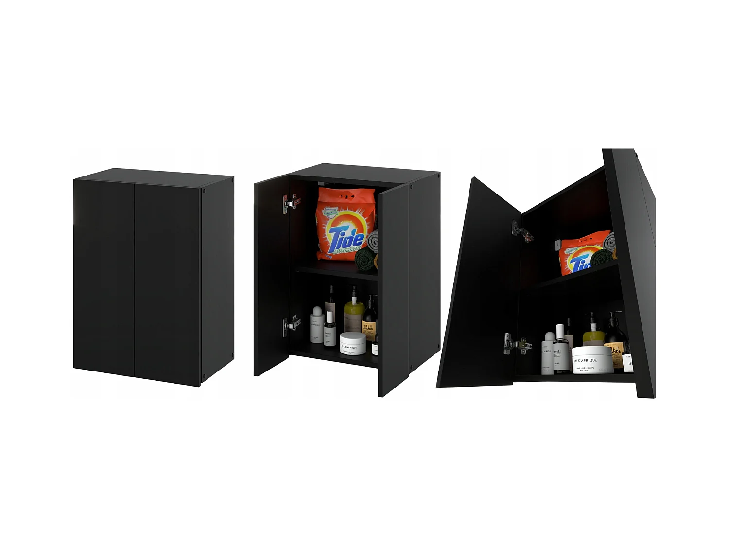 Armoire murale NOIRE 40x25x60cm – Meuble haut et colonne pour salle de bain