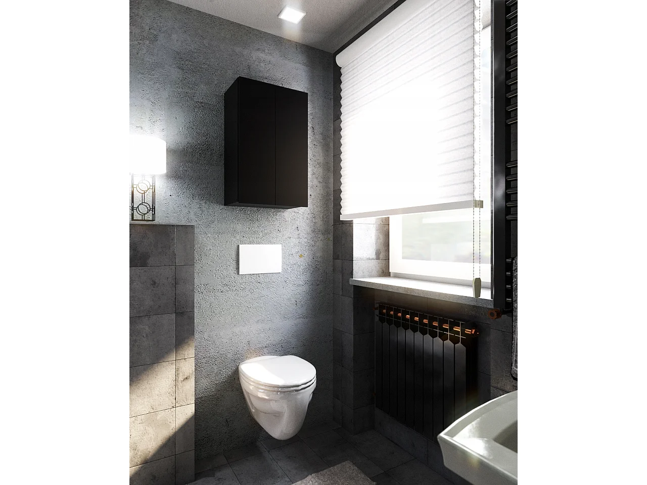 Armoire murale NOIRE 40x25x60cm – Meuble haut et colonne pour salle de bain