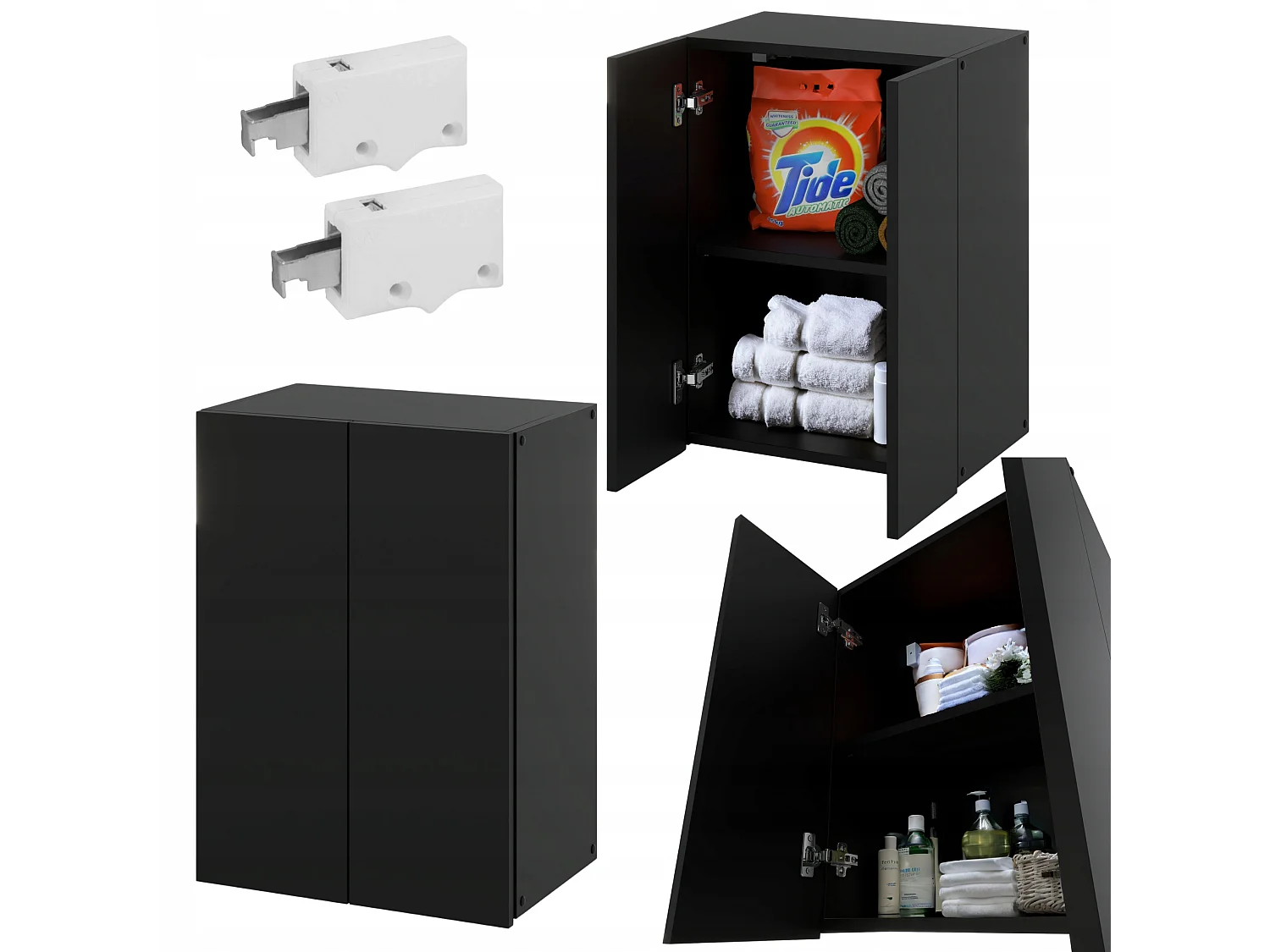 Armoire murale NOIRE 40x25x60cm – Meuble haut et colonne pour salle de bain