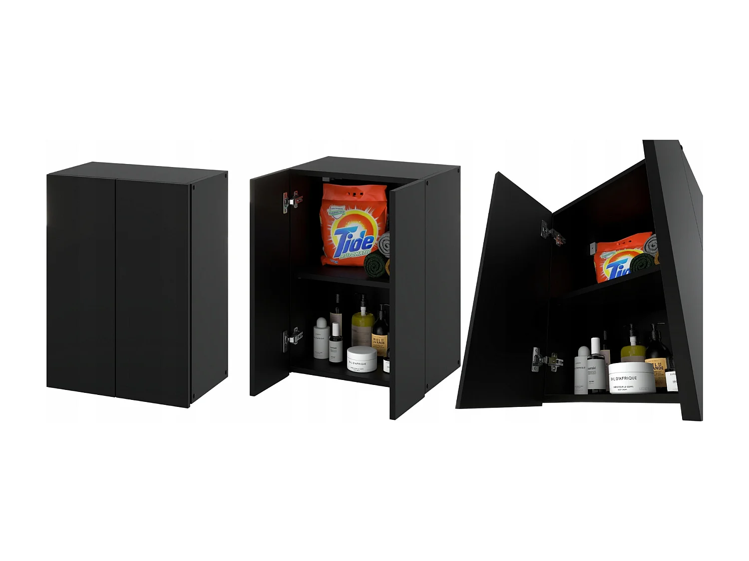 Armoire murale NOIRE 40x25x60cm – Meuble haut et colonne pour salle de bain