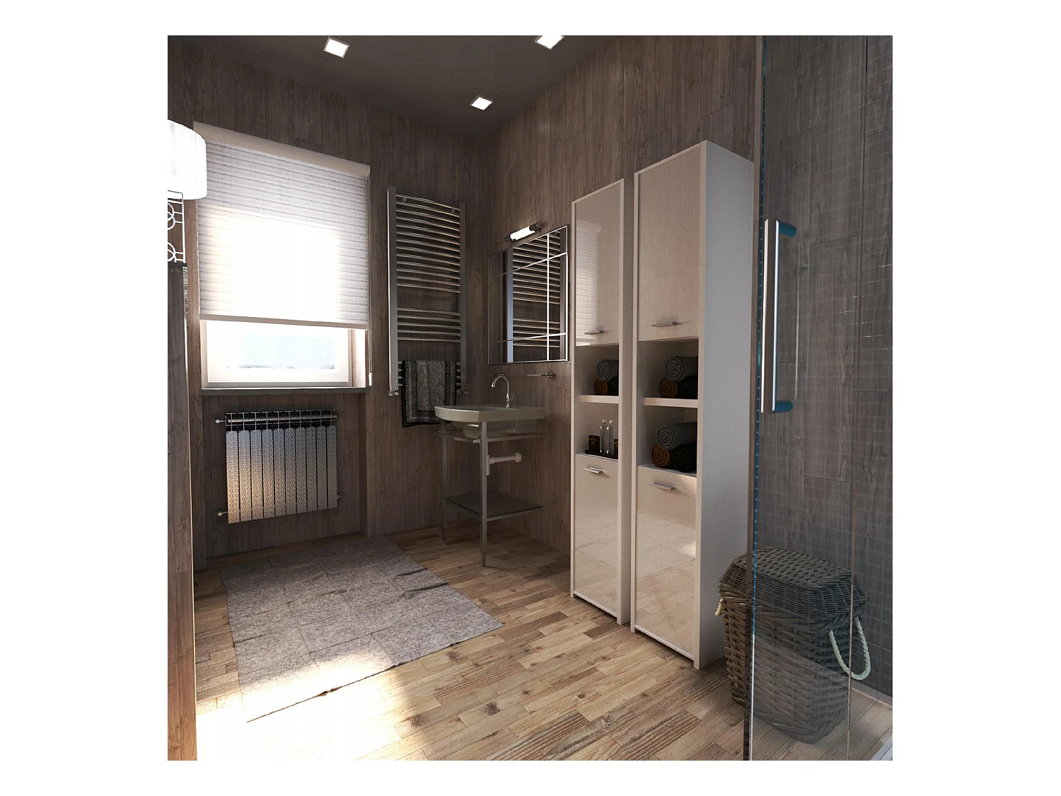 Colonne de salle de bain blanc brillant 30x30x165cm – armoire de salle de bain sur pied, meuble de rangement