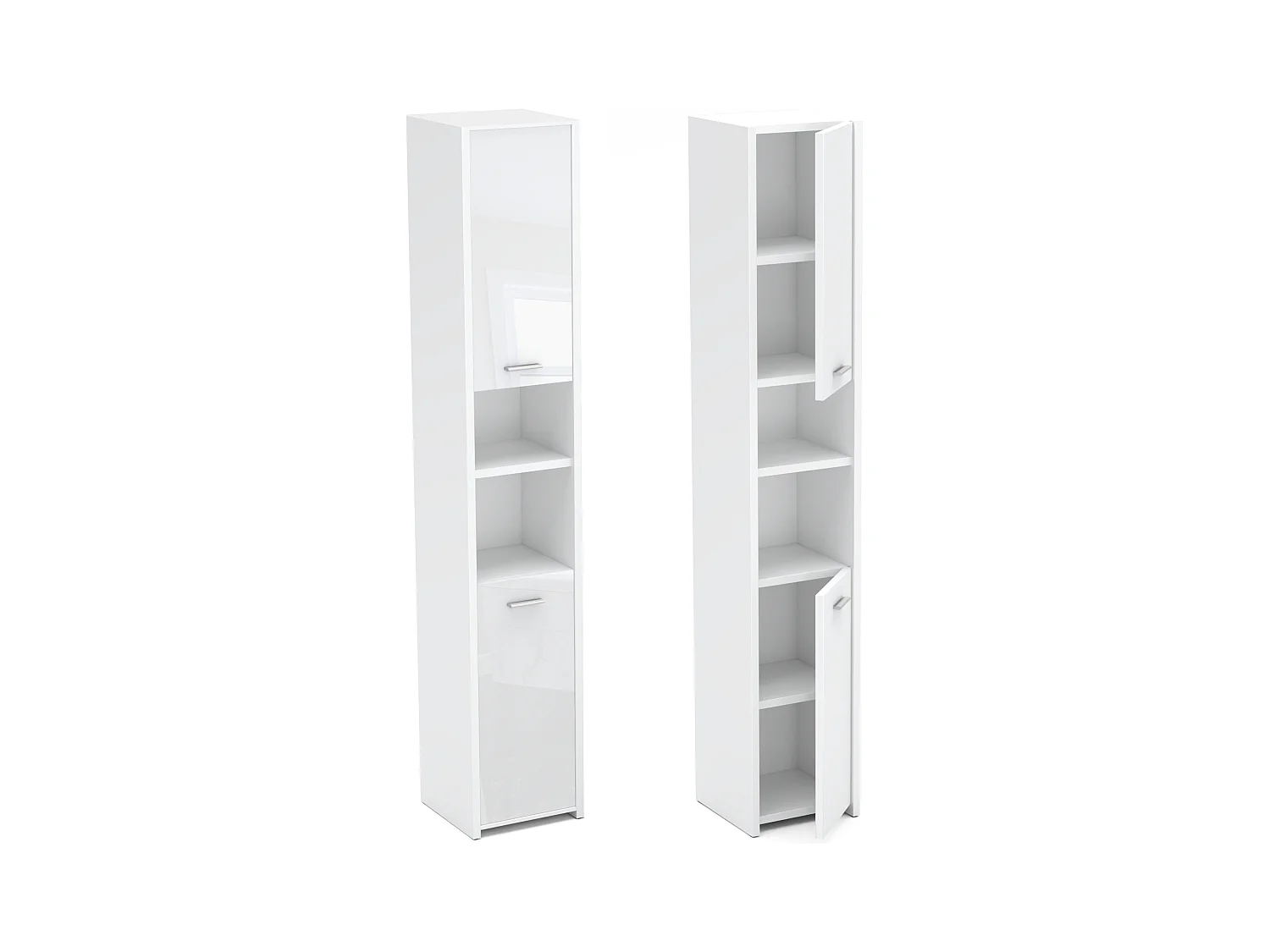 Colonne de salle de bain blanc brillant 30x30x165cm – armoire de salle de bain sur pied, meuble de rangement