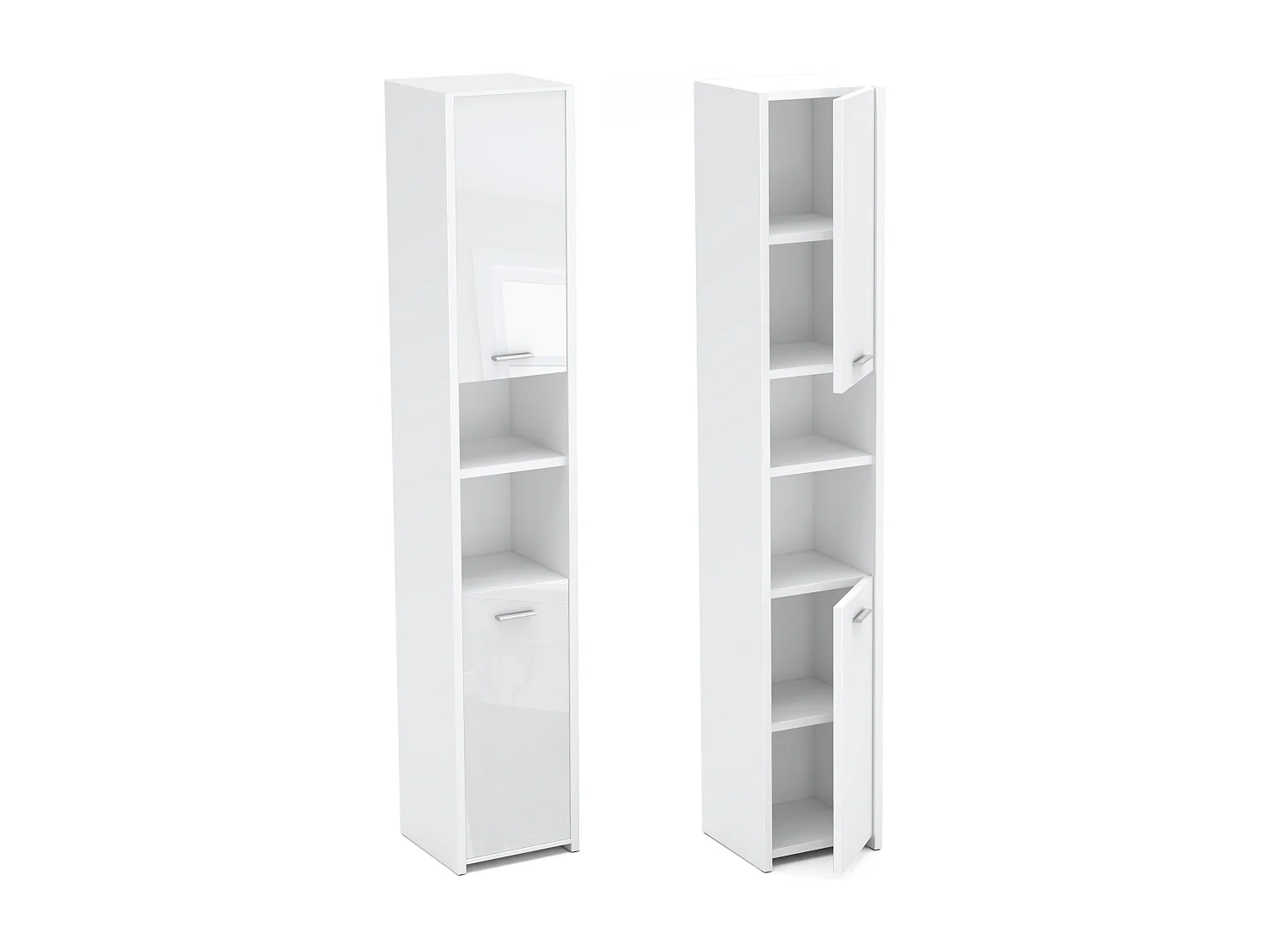 Colonne de salle de bain blanc brillant 30x30x165cm – armoire de salle de bain sur pied, meuble de rangement