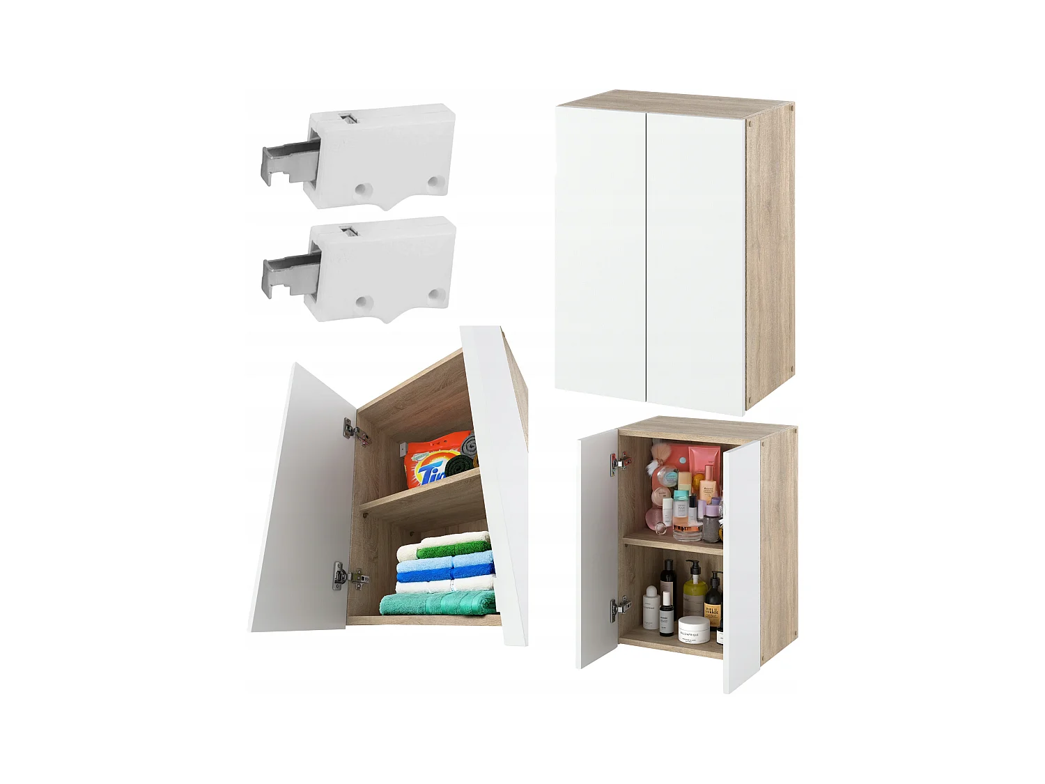 Armoire murale Blanc & Chêne Sonoma 40x25x60cm – Meuble haut et colonne pour salle de bain
