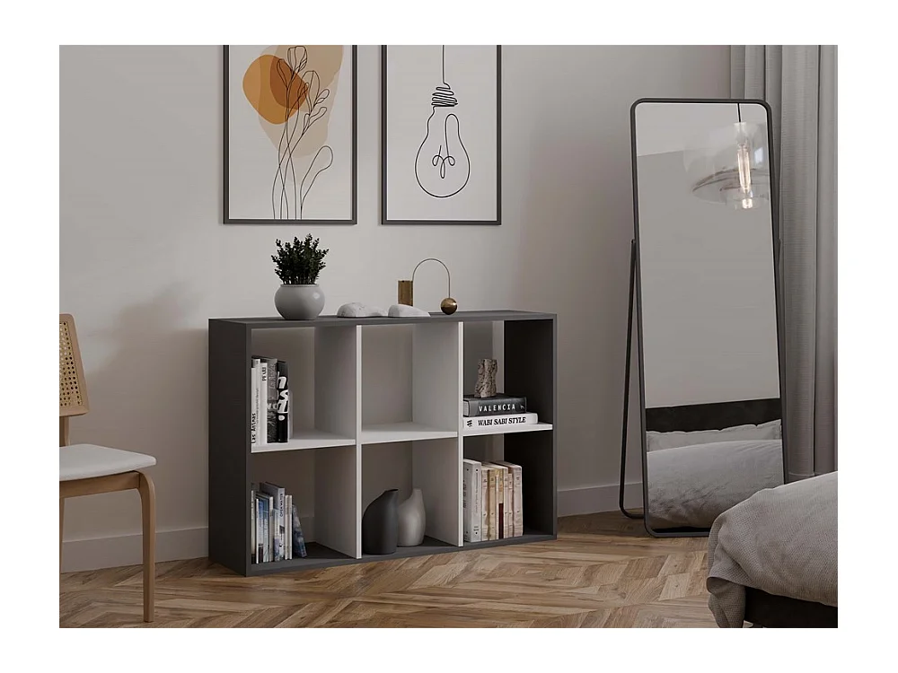 Regał Malax 2X3 | Antracyt/Biały | 110x30x75 cm | Regał do przechowywania