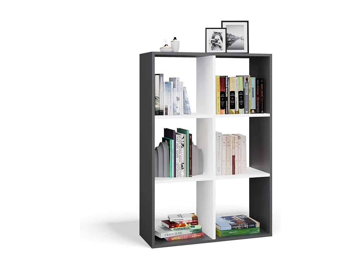 Regał Malax 2X3 | Antracyt/Biały | 110x30x75 cm | Regał do przechowywania