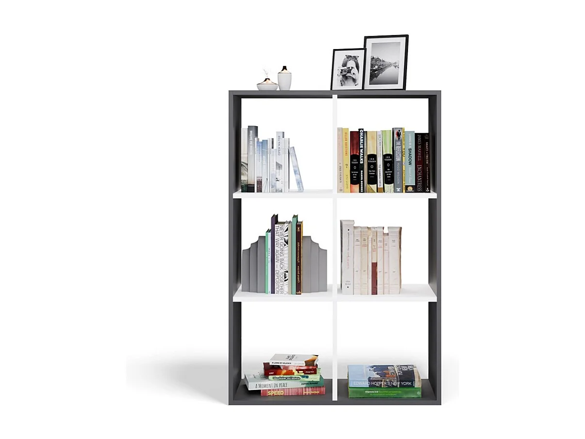 Regał Malax 2X3 | Antracyt/Biały | 110x30x75 cm | Regał do przechowywania