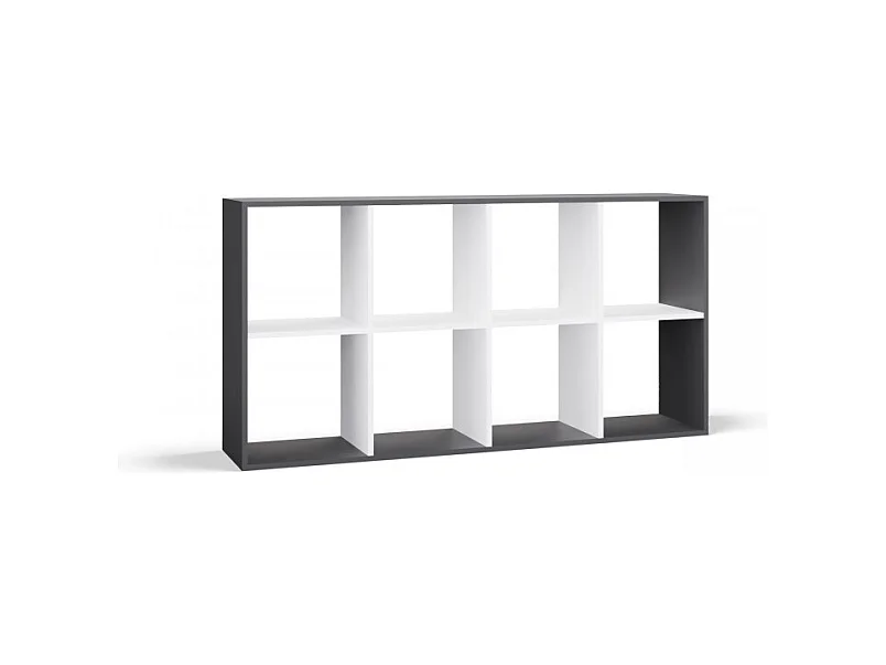 Regał Malax 2X4 |  Antracyt/Biały  | 147x30x75 cm | Regał na książki i zabawki