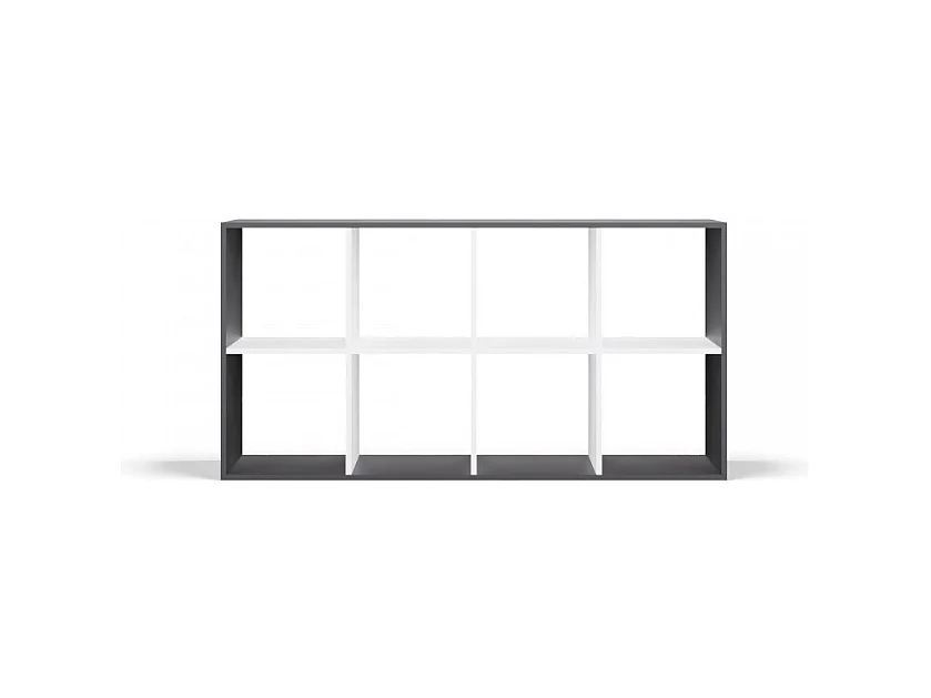 Regał Malax 2X4 |  Antracyt/Biały  | 147x30x75 cm | Regał na książki i zabawki